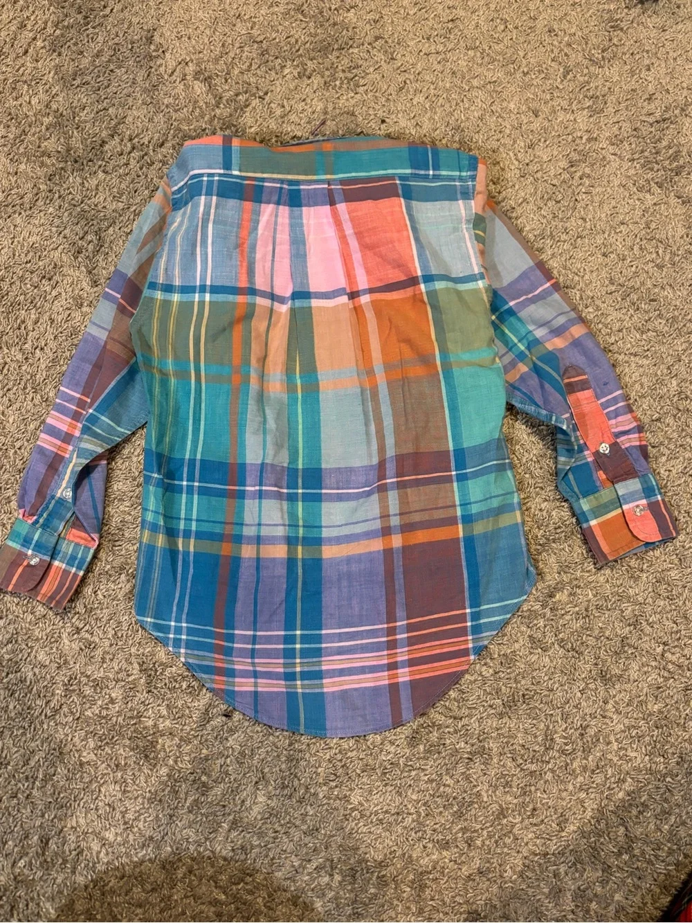Vintage Ralph Lauren Multicolor Plaid Button-Down Shirt - Teal/Blue/Coral